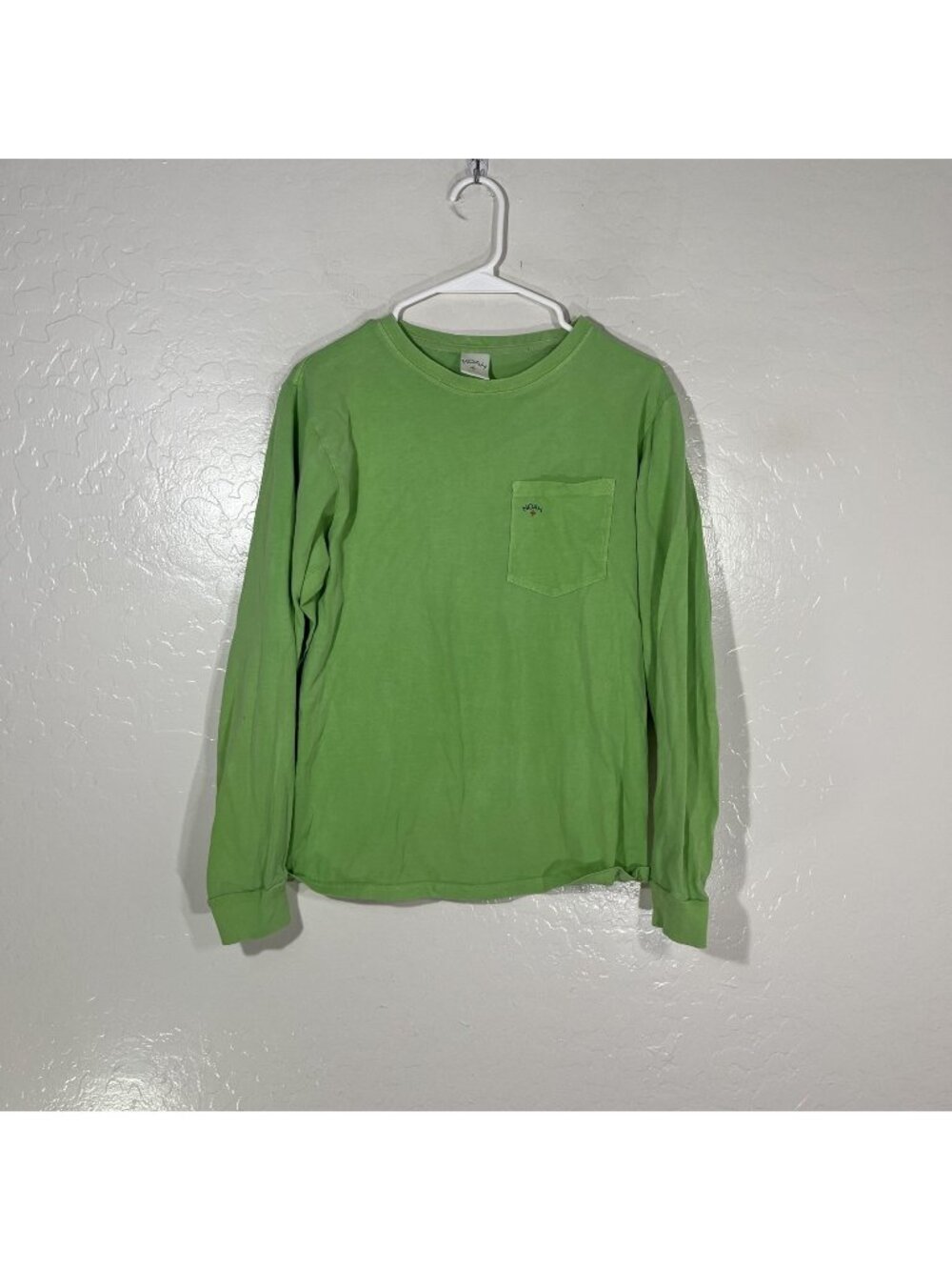 Noah Shirt Mens Small Green Long Sleeve Crewneck Pocket Tee Made USA Casual